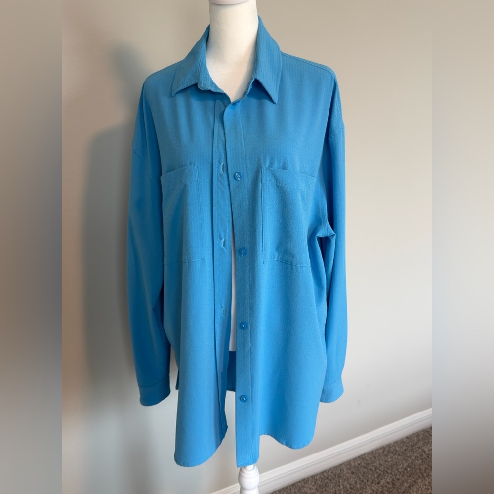 Classic Relaxed Fit Women's Jacket - Bright Blue